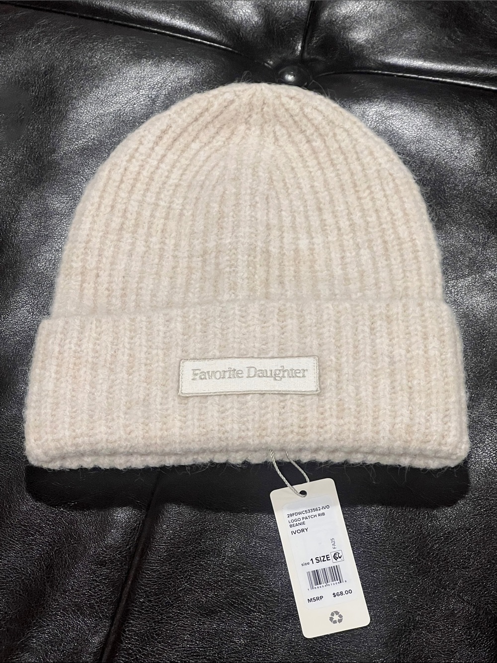 Favorite Daughter Women’s Ivory Ribbed Knit Beanie
